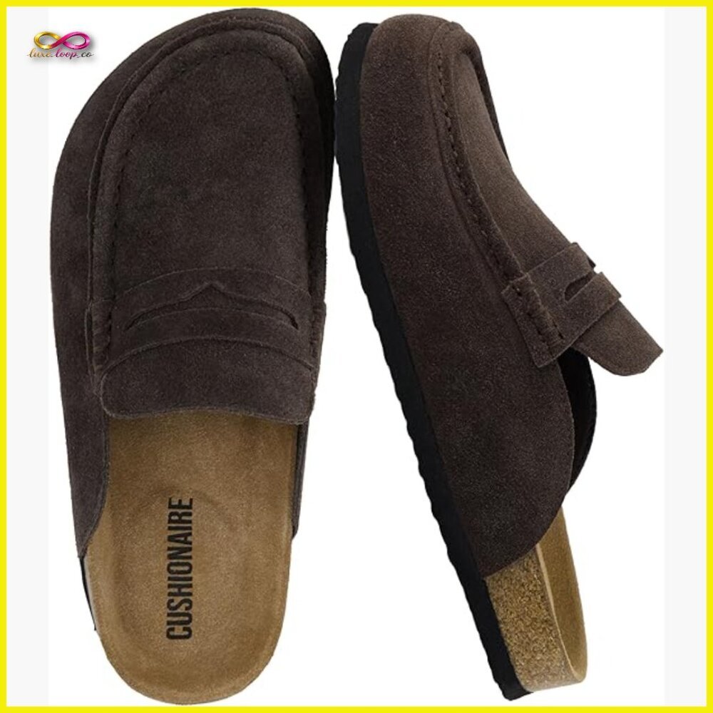 Genuine Leather Mule Clogs Slip On Comfort Memory Foam Penny Strap Classic